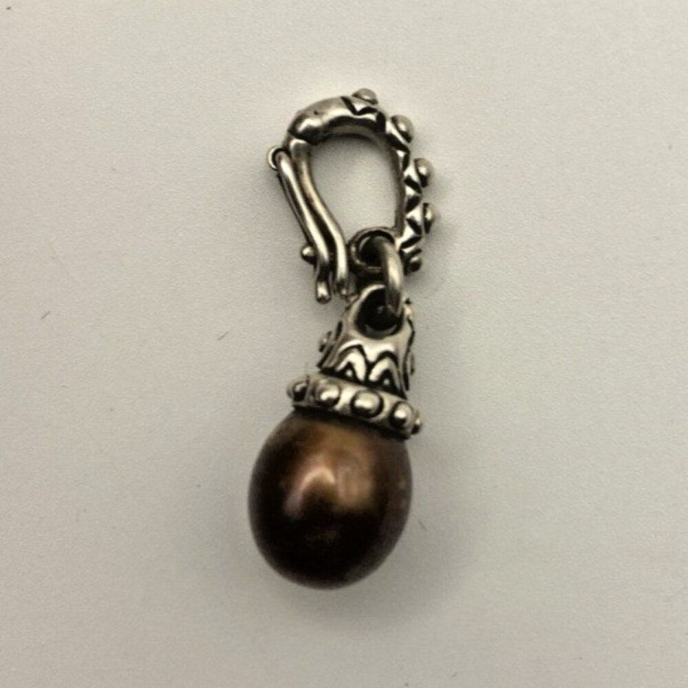 Barbara Bixby Charm Chocolate Pearl Enhancer Sterling Silver 925 Pendant Drop - Picture 3 of 8